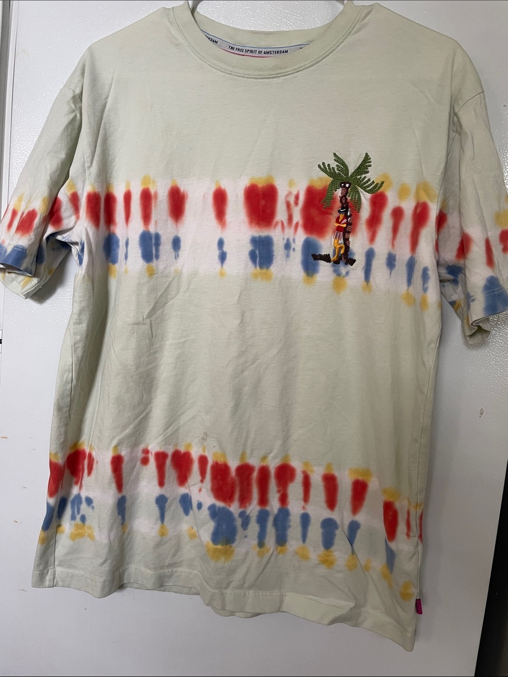 Scotch & Soda Medium 100% Cotton Tie-Dye Palm Graphic Short Sleeve T-Shirt